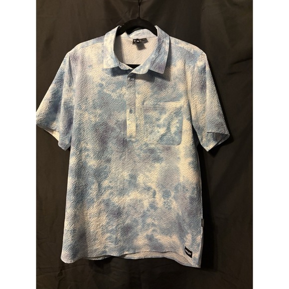 OAKLEY Short Sleeve Polo Shirt Mens XL Blue Cloud Print Casual - Picture 2 of 8